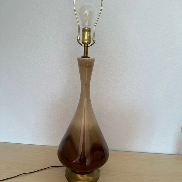 MCM Brown and tans Drip Glaze Lamp - Picture 1 of 6
